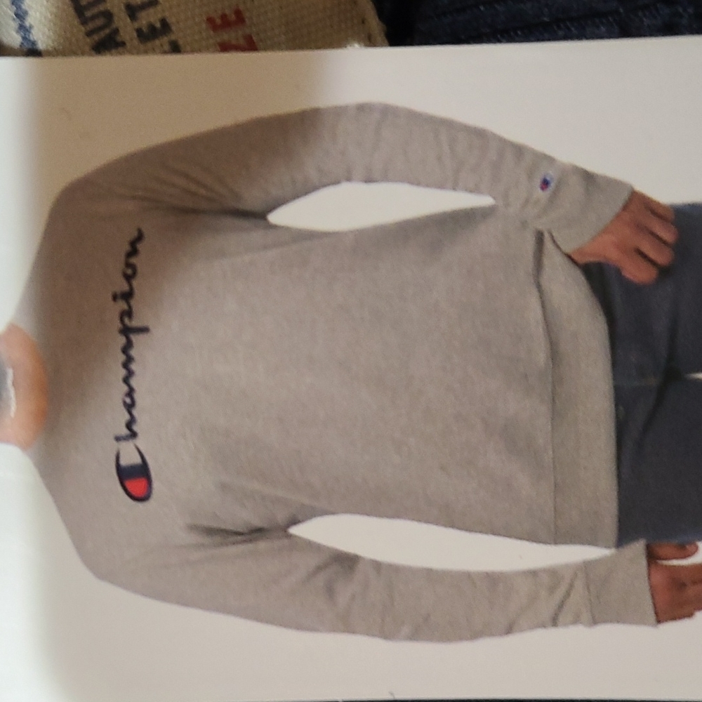 New Champion Men's Gray Sweatshirt Crew Neck Embroidered - Picture 4 of 4